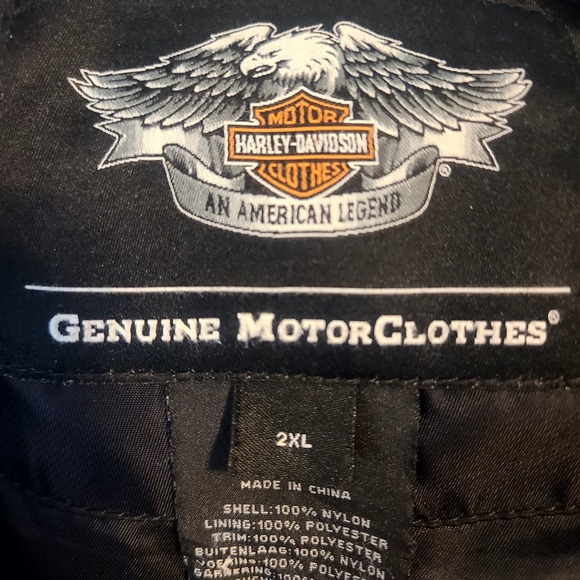 Harley Davidson Bomber Jacket Black Gray Embroidered Nylon Men's Size 2XL - Picture 5 of 5